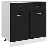 vidaXL Schubunterschrank mit 2 Regalböden 1 Schublade Schrank Küchenzeile Küchenmöbel Unterschrank Küchenschrank Schwarz 80x46x81,5cm Holzwerkstoff