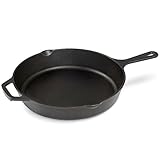 Navaris Gusseisenpfanne - Pfanne Gusseisen - 30 cm große Cast Iron Pan - Gusspfanne - Grillpfanne Gusseisen - Gusseiserne Pfanne Grill - Eingebrannte Gusspfanne - Gusseisenpfanne Grill