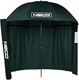 NECO Anglerschirm 220 cm – Wasserdichter Schirmzelt mit 1/2-Seitenwand, klappbarer Mechanismus und Fenster – Angelzelt-Schirm für 2 Personen, inklusive Heringe und Transporttasche