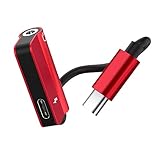 Gatuida C Kopfhörer Adapter Kompakter Audio Converter mit Ladefunktion für Nahtloses Hören und Laden Kompatibel mit Smartphones und Tablets Rot