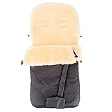 Merauno® Baby Lammfellfußsack Kinderwagen Fellsack Kuscheliger Buggy Kinderwagen-Fußsack aus Fell Wind-und Wasserdicht Mit Gurtschlitzen Fußöffnung mit Reißverschluss 100×50cm