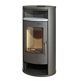Thermia Olympus V1 Kaminofen Stahl gussgrau 7KW Energieffizienzklasse A+ Schwedenofen 150mm Abgasrohrstutzen oben Teefach Stein Holzfach Holzofen