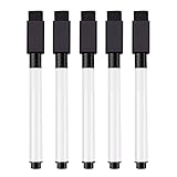 Whiteboard Marker,Whiteboard Marker 5 Stück,Dry Erase Marker für Magnettafel Flipchart,Magnetisch Whiteboard Schwamm mit Stifte,für Zuhause, Schule oder Büro,Schwarz