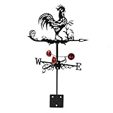 Wetterfahne,Metall Windrichtungsanzeiger,Retro Wetterfahne Hohle Windrichtungsanzeige Hahn Wetterhahn mit Halterung,Wetterhahn für den Außenbereich,Bauernhof,Pavillon,Garten,Dach