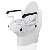 REAQER Toilettensitzerhöhung Mit Armlehnen-WC Sitzerhöhung für Senioren und Menschen mit eingeschränkter Mobilität - Drehbarer Griff für einfachen Gebrauch