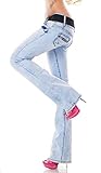 Trendstylez Damen Bootcut Hüft Stretch Jeans Hose hellblau W340 Größe 34