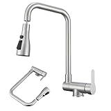 Vorfenster Küchenarmatur Gebürstet, Hochdruck Wasserhahn Küche Vorfenster Gebürstet, Vorfenster Armatur Flexible Mischbatterie Küche Hochdruck Armatur Küche Aus 304Edelstahl(Gebürstet)