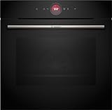 Bosch HBG7721B2, Serie 8 Smarter Einbau-Backofen, 60 x 60 cm, Made in Germany, Schwarz, Pyrolyse & Hydrolyse Selbstreinigung, Air Fry, Automatikprogramme, 3D Heißluft, Farb-Touchscreen & Bedienring