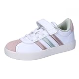 adidas VL Court 3.0 Shoes Children Sneaker, FTWR White/Linen Green met./Sandy Pink met, 1.5 UK Child