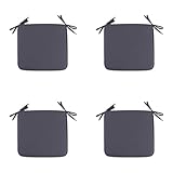 4er Set Sitzkissen 40 x 40 cm Stuhlkissen mit Bändern, Sitzpolster für Stuhl Weiches Stuhlauflage Sitzauflage Dekokissen für Innen- & Außenbereich (Grau)