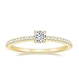 Titaniumcentral Vorsteckring Damen Eternity Ringe Schmal Rund Zirkonia Verlobungsringe Eheringe Versprechen Ring (Gelbgold,58 (18.5)