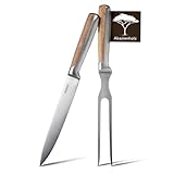 BAUMFELD 2-teiliges Tranchierbesteck Set – Fleischgabel und Fleischmesser (Silber, 2 teilig)
