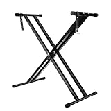 Shoze Keyboardständer Doppelstrebig Keyboard Ständer verstellbar Klappbar Zerlegbar Stabil mit Sicherungslaschen 61 cm bis 98 cm