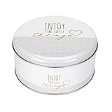 Städter 710214 Enjoy The Little Things Gebäckdose, Weißblech, 16,5cm, Weiß Oder Silber