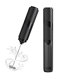 Milchaufschäumer Stab/Milchschäumer Elektrisch tragbarer mit Cover Getränkemixer Kaffeebesen batteriebetriebener für Latte, Matcha-Tee, Cappuccino, Schwarz