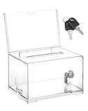 QWORK® Abschließbar Spendenbox Geldkassette Wahlurne aus Acryl, Transparente Aufbewahrungsbox (16x12x10 cm)