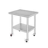 Arbeitstisch 61 x 30 x 81 cm Edelstahl Catering-Arbeitstisch Tragkraft 150 kg, Speisenzubereitungstisch mit Rollen, gewerblicher Arbeitstisch for Küchenbar, 4 verstellbare Füße (Color : 24 x 12 inch