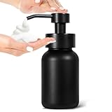 GMISUN Schaumseifenspender, 250ml Seifenspender Schaum schwarz matt aus Glas für Küche, Modern Schaumspender für Badezimmer, nachfüllbaren Seifenschaumspender, Spülmittelspender, Handseifenspender