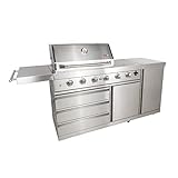 Mayer Barbecue ZUNDA Gasgrill MGG-342 Extreme Grillwagen, 4 Hauptbrenner, 1 Backburner, 1 Seitenbrenner, 100% Edelstahl, Grillfläche 65 x 45 cm, inkl. Schutzhülle