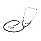 Medi-Inn Flachkopf-Stethoskop SCHWARZ - ultraleicht, nickelfrei, flaches Bruststück, 1-Schlauch-Y-System, weiche Ohroliven