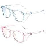 YUXIANLB Schutzbrille Antibeschlag Schutzbrille für Krankenschwestern und Frauen Schutzbrille 2er-Pack Anti-Staub UV-Schutzbrille für Frauen Männer (Rosa & Blau)