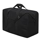 LONALIA 70L Reisetasche Groß mit Schultergurt - Aufbewahrungstasche Transporttasche für Reisen Umzug Camping 61x30x38cm (Schwarz)