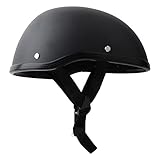 Halbhelme Motorradhelm, Retro Halbschalenhelm Mattschwarzer Schutzschalenhelm mit Einstellbar Schnellverschluss Gurt Universal für Motorrad, Roller Bike, E-Bike