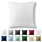 Alreya Renforcé Kissenbezug 80 x 80 cm - 100% Baumwolle mit Reißverschluss, Superweicher Kopfkissenbezug 80x80, Kissenhülle, Weiß, nur Kissenbezug