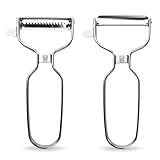 Chefkoch Premium Schäler-Set, Edelstahl – Julienne-Schäler & Zwei-Wege-Schäler für schnelles Schälen – Spülmaschinenfest, Für Links- & Rechtshänder – Silber