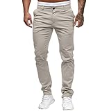 Volle schmale, Lange Taille Hose Freizeittasche Mid solide Fashion-Herrenhose Herrenhose Hose Herren-Gefüttert (Khaki, L)