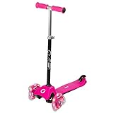 Evo Light Up Mini Cruiser Scooter Kinder mit Leuchtenden Rädern | Roller Kinder mit höhenverstellbaren Griffen | 3-Rad-Roller für Kinder | Roller Kinder 2 Jahre (Rosa)
