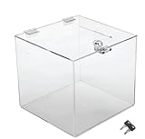 TUKA-i-AKUT Acryl Losbox 25x25x25cm Abschließbar, 3mm Extra Stark Acrylglas Aktionsbox mit Schloß, Spendenbox Einwurfbox Gewinnspielbox Wahlurne Acrylbox Versperrbar, Transparent TKD8260-25cm