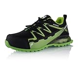 Fusskleidung® Damen Herren Wanderschuhe wasserdichte Trail Running Trekkingschuhe Schwarz Grün EU 45