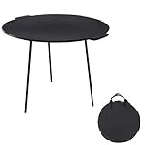LARS360 Grillpfanne BBQ Grillplatte, Ø44cm Rund Grillplatte Gusseisenpfanne Grill Gusseisen mit 3 Beinen, Grillpfännchen Inklusive Einer Wasserdichter Aufbewahrungstasche