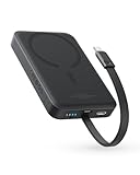 Baseus Magsafe Powerbank PD 30W, 10000mAh Magnetische Externe Batterie mit Integriertem USB-C Kabel (EIN&Aus) für iPhone 15/14/13/12 Serie, Mini Power Bank, Klein Aber Leistungsstark, Schwarz