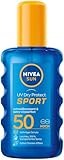 NIVEA SUN UV Dry Protect Sport Sonnenspray LSF 50 (200 ml), 100% transparenter Sonnenschutz speziell für Sportler, schweißresistente & extra wasserfeste Sonnencreme