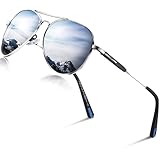 DADA-PRO Sonnenbrille Herren Polarisiert Pilotenbrille Damen Metallrahmen Retro Fliegerbrille UV400 Schutz Polarized Sunglasses Men Women (Silber/Verspiegelt)