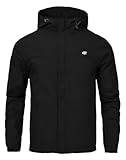 Huayuzh Jacke Herren Softshelljacke Wasserdichte Atmungsaktiv Winddichte Regenjacke Leichte mit Kapuze Laufen Wandern Schwarz 4XL