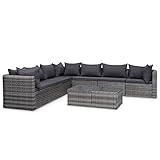 vidaXL Gartenmöbel 8-TLG. Poly Rattan Sitzgruppe Gartengarnitur Lounge Ecksofa