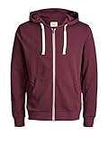 JACK & JONES Herren Sweatjacke JJEHOLMEN SWEAT ZIP HOOD NOOS 12136884, Einfarbig, Gr. XX-Large, Rot (Port Royale Fit:Reg Fit)