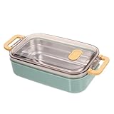 Cabilock 1 Stück 304 zweilagiger Lebensmittelbehälter Edelstahlbehälter mit Deckel Lunchbox aus Metall warmhaltebehälter suppenbehälter Doppelschicht Brotdose Aufbewahrungskiste Container