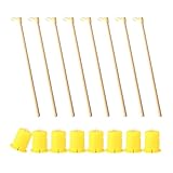 Mstnoixgc 8Pcs Mini LED Laternenlichter und 8Pcs Laternenstab aus Holz, 2024 neues Modell LED Deko Licht warmes Gelb, Laternenstab Kinder, für St Martin Laterne, Kürbislaterne, Halloween