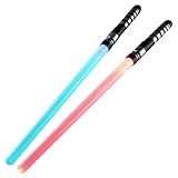 SHITOOMFE Lichtschwerter, Lichtschwert 2PCS 7 Farben Veränderliche Lichtsaber für Kinder sicher und lustig Lichtschwertschwerte Geschenke für Partydekorationen, nicht enthalten Batterie