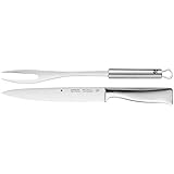 WMF BBQ Grillset 2-teilig, Tranchierbesteck aus Fleischmesser und Fleischgabel Edelstahl, Grillbesteck für Steak, Fisch, Gemüse, Cromargan Edelstahl