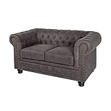 Riess Ambiente Chesterfield 2er Sofa 150cm Vintage grau Taupe mit Knopfheftung und Federkern Couch