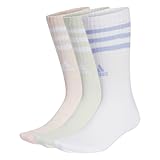 adidas Unisex 3STRIPES CUSHIONED SPORTSWEAR CREW SOCKS 3 PAIR PACK MANNSCHAFTSSOCKEN, white/sandy pink/linen green,