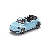 siku 1505, VW The Beetle Cabrio, Metall/Kunststoff, Hellblau, Spielzeugauto für Kinder, Anhängerkupplung