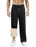 Vancavoo Jogginghose Herren Baumwolle Freizeithose Warm Sweatpants Fleece Gefütterte Jogger Hosen Thermo Lang Sporthose Winterhose Lässige Lose Trainingshose Winter mit Taschen,Schwarz,M