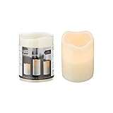 LED Echtwachs Kerze mit flackernder Flamme Sleep-Funktion Elfenbeinfarben Flammenlose Kerze Batteriebetrieben (1 x LED Echtwachskerze 9 cm)