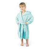 Ehrenkind® Bademantel Kinder mit Kapuze 100% Bio-Baumwolle | Kinderbademantel | Junge Mädchen | Größe 98/104 Poolblau